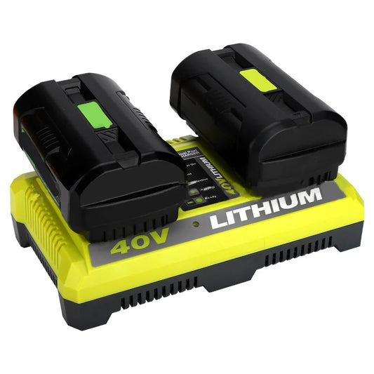 Lader med to porter for Ryobi Lithium+ batterier – 36V/40V kompatibel

