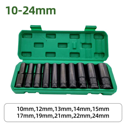 10-dels Kraft-Pipesett, 8–24 mm | For Luftverktøy & Reparasjonsarbeid