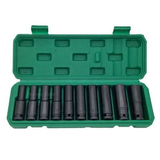 10-dels kraftpipesett 8–24 mm for 1/2" luftverktøy og verkstedbruk

