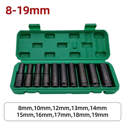 10-dels Kraft-Pipesett, 8–24 mm | For Luftverktøy & Reparasjonsarbeid